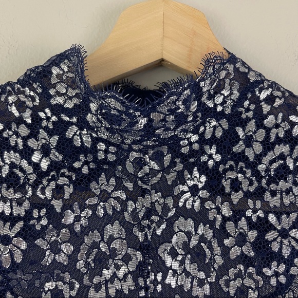 VICTORIA'S SECRET Navy Blue Silver Dream Angels Unlined Demi Lace Bralette - Picture 4 of 12